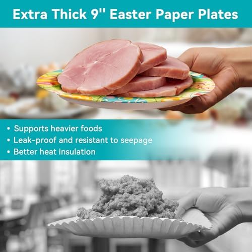 Platos, Servilletas y Tenedores Desechables Jollyzaar para Pascua, 100 piezas, 9 y 7, Suministros para Fiesta de Pascua, Sirve 25 - imagen 3