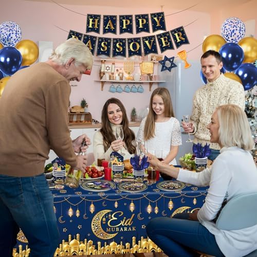 Juego de Decoraciones y Utensilios para Pascua, 209 Pzs, Incluye Manteles, Servilletas y Banner para 24 Invitados, Platos Desechables para Seder - imagen 5