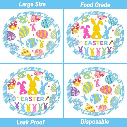 Juego de 100 Platos de Papel Ovalados y Servilletas SUIGREOY para Pascua, Platos Desechables Grandes de 10 x 12 para Fiestas - imagen 3