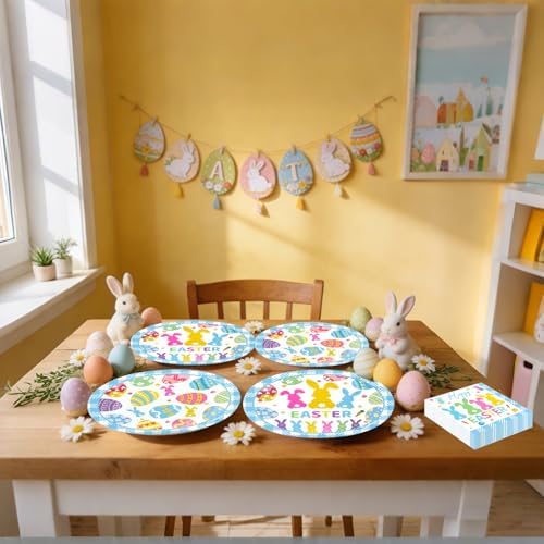 Juego de 100 Platos de Papel Ovalados y Servilletas SUIGREOY para Pascua, Platos Desechables Grandes de 10 x 12 para Fiestas - imagen 5