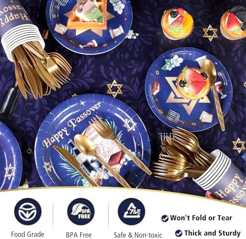 Juego de Vajilla Desechable SiliFine de 173 Piezas para Pasaj, Incluye Manteles, Platos, Vasos, Servilletas, Banners y Cubiertos, Sirve a 24 Personas - imagen 3