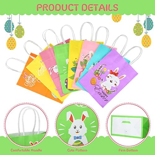 Eaasty 48 Pzs Bolsas de Regalo de Pascua, Bolsas de Papel Kraft con Conejito para Dulces y Sorpresas de Fiesta Infantil - imagen 3