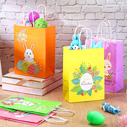 Eaasty 48 Pzs Bolsas de Regalo de Pascua, Bolsas de Papel Kraft con Conejito para Dulces y Sorpresas de Fiesta Infantil - imagen 4