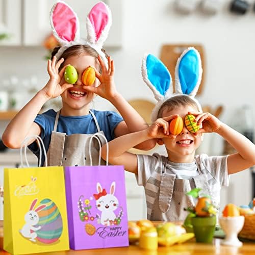 Eaasty 48 Pzs Bolsas de Regalo de Pascua, Bolsas de Papel Kraft con Conejito para Dulces y Sorpresas de Fiesta Infantil - imagen 5