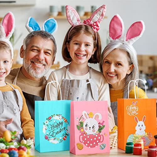 Eaasty 48 Pzs Bolsas de Regalo de Pascua, Bolsas de Papel Kraft con Conejito para Dulces y Sorpresas de Fiesta Infantil - imagen 6