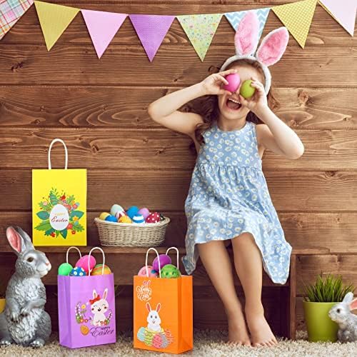 Eaasty 48 Pzs Bolsas de Regalo de Pascua, Bolsas de Papel Kraft con Conejito para Dulces y Sorpresas de Fiesta Infantil - imagen 7