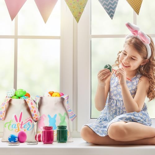 Bolsas de Regalo Reutilizables Cosblank de Lona para Pascua, 12 Pcs, 10''x 8'', con Asas, para Caza de Huevos y Fiestas (Bunny Egg) - imagen 7