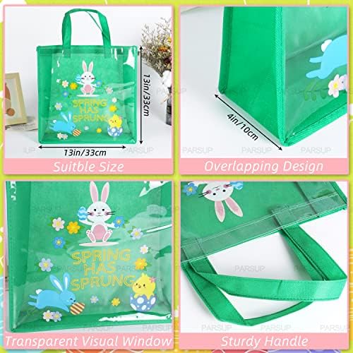 Bolsas de Regalo para Caza de Huevos de Pascua 12PCS con Manijas, Conejo de Pascua, Zanahoria y Pollito, 13 × 13 × 4 - imagen 2