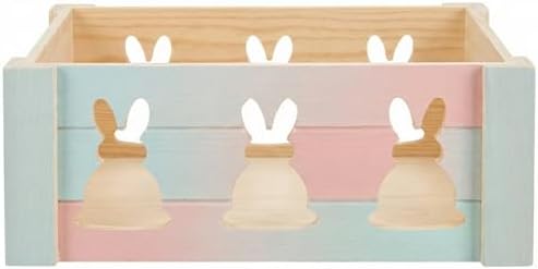 Kit de Cesta de Regalo Khevga Bunny – Caja de Madera Rústica con Envoltura, Moño y Relleno – Cesta Personalizable para Baby Shower, Cumpleaños y - imagen 2