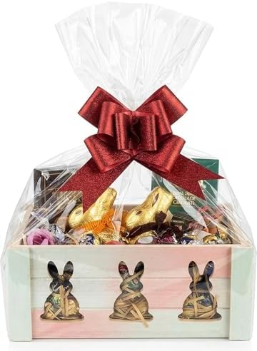 Kit de Cesta de Regalo Khevga Bunny – Caja de Madera Rústica con Envoltura, Moño y Relleno – Cesta Personalizable para Baby Shower, Cumpleaños y - imagen 3