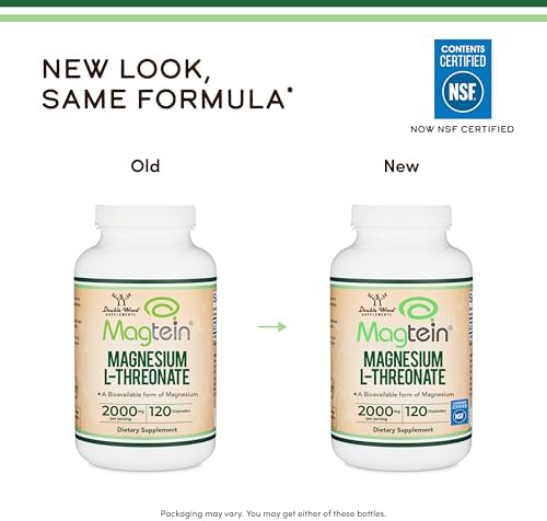 Magnesio L-Treonato Magtein - Certificado NSF - Apoyo para Sueño y Cognición - Alta Absorción - Forma Más Bioavailable de Magnesio - 2,000 mg - 120 - imagen 3