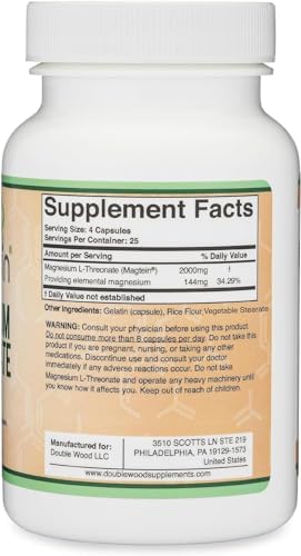Magnesio L-Treonato Magtein - Certificado NSF - Apoyo para Sueño y Cognición - Alta Absorción - Forma Más Bioavailable de Magnesio - 2,000 mg - 120 - imagen 6
