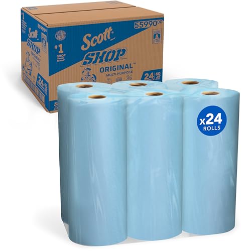 Toallas de Papel Scott Shop Original Azul (55990), Grande 9.4”x11”, Paquete de 4 de 6 (60 Hojas/Rollo, 24 Rollos Grandes/Caja, Total 1,440 Hojas) - imagen 2