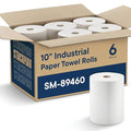 Toallas de papel industrial 10 x 800 rollos blancos de alta capacidad, calidad premium (textura similar a tela TAD) para dispensador automático - imagen 1