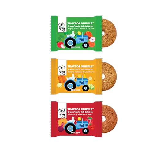 Once Upon a Farm | Paquete Variado de Barras Suaves Orgánicas para Niños | Ruedas de Tractor | Manzana, Fresa, Plátano | Hechas con Frutas y Verduras - imagen 3