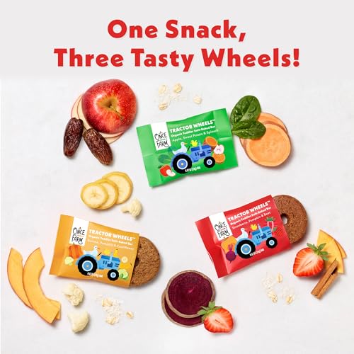Once Upon a Farm | Paquete Variado de Barras Suaves Orgánicas para Niños | Ruedas de Tractor | Manzana, Fresa, Plátano | Hechas con Frutas y Verduras - imagen 4