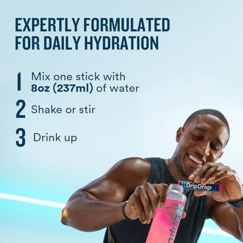 Paquete de Hidratación DripDrop - Variedad Jugosa - Mezcla de Bebida en Polvo de Electrolitos de Un Solo Uso - Uva, Ponche de Frutas, Limonada de - imagen 6