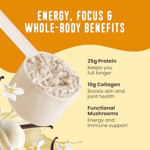 FlavCity Batido de Proteína de Vainilla Todo en Uno - Alternativa de Comida para Llevar + Péptidos de Colágeno, Reishi y Cordyceps - Apoyo para - imagen 4