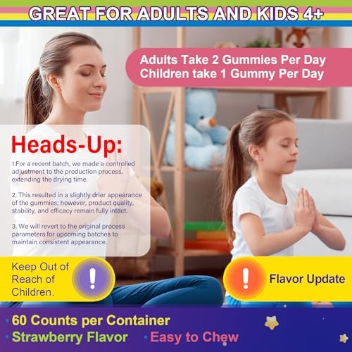 Gomitas de Magnesio Glicinato Sin Azúcar para Adultos y Niños 4+, Suplemento de Magnesio Bisglicinato 400/200mg con B6D3 y L-Theanina, 2 Paquetes - imagen 7
