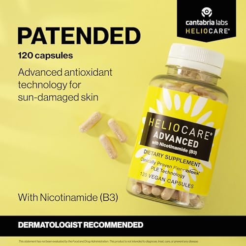 Suplemento Heliocare Advanced Niacin B3: Extracto Fernblock PLE 240mg por Porción - Apoya la Salud Celular de la Piel con Vitamina B3 Antioxidante - imagen 2