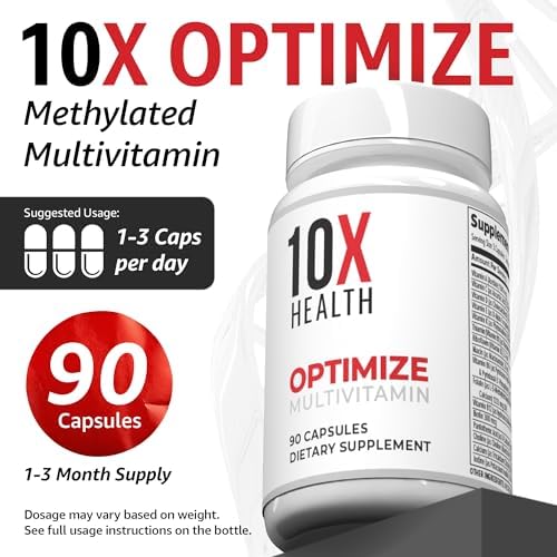 Multivitamínico Methylated 10X Health Optimize para Hombres y Mujeres - 90 Cápsulas, Fórmula 34 en 1 con 800 mcg de Vitamina B12, 5-MTHF, NAC - - imagen 5
