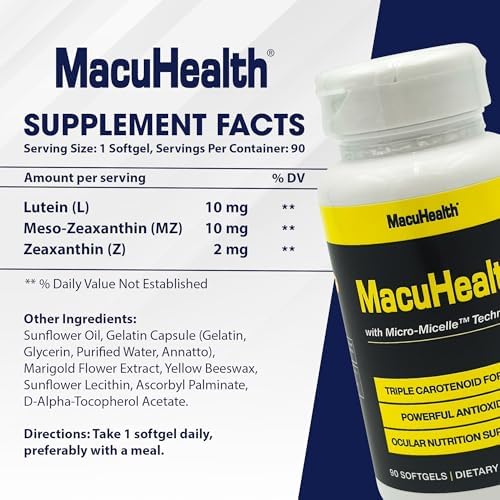 MacuHealth Fórmula Triple de Carotenoides - Vitaminas para los Ojos para Adultos - 90 Softgels, Suministro para 3 Meses - Soporte Avanzado para la - imagen 8