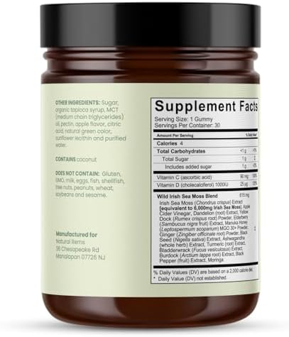 Gomitas de Musgo Marino Natural Rems 16 en 1 - Ashwagandha, Aceite de Semilla Negra, Algas, Cúrcuma, Vitaminas C y D3, con Manuka, Raíz de Bardana, - imagen 7