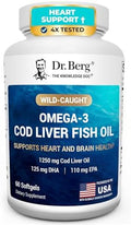 Aceite de Hígado de Bacalao Omega-3 Dr. Berg 60 Cápsulas Blandas – Bacalao Silvestre de Islandia – Omega 3 EPA & DHA – Soporte para Corazón, Cerebro, - imagen 1