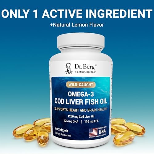 Aceite de Hígado de Bacalao Omega-3 Dr. Berg 60 Cápsulas Blandas – Bacalao Silvestre de Islandia – Omega 3 EPA & DHA – Soporte para Corazón, Cerebro, - imagen 5