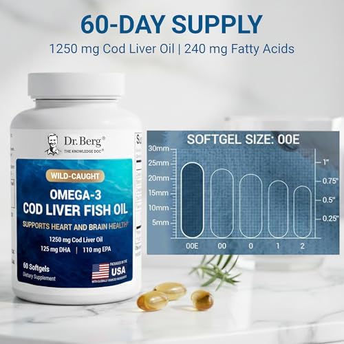 Aceite de Hígado de Bacalao Omega-3 Dr. Berg 60 Cápsulas Blandas – Bacalao Silvestre de Islandia – Omega 3 EPA & DHA – Soporte para Corazón, Cerebro, - imagen 7
