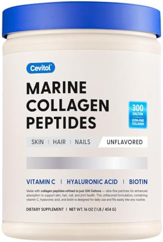 Cevitol Colágeno Marino Hidrolizado en Polvo Ultra Fino - 16oz, con Ácido Hialurónico, Biotina y Vitamina C, para Piel, Cabello, Uñas y - imagen 1