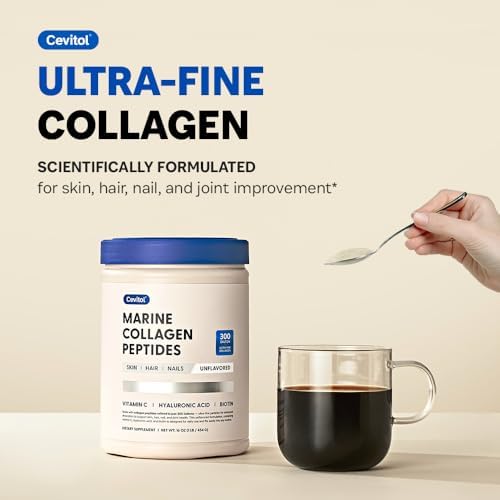 Cevitol Colágeno Marino Hidrolizado en Polvo Ultra Fino - 16oz, con Ácido Hialurónico, Biotina y Vitamina C, para Piel, Cabello, Uñas y - imagen 2