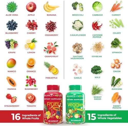 Suplementos Balance of Nature de Frutas y Verduras - Ingredientes de Frutas y Verduras Completas para Mujeres, Hombres y Niños - 90 Cápsulas de - imagen 4