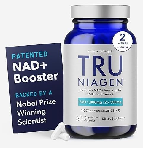 Suplemento Patente TRU NIAGEN de NAD+ para Energía Celular | Ribósido de Nicotinamida (NR) | Porciones de 30-1000mg (2x500mg, Toma 2 Diarias) - imagen 1
