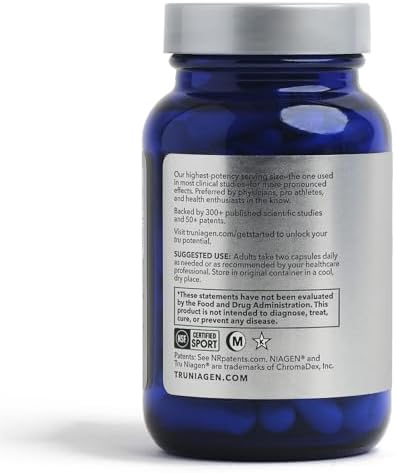 Suplemento Patente TRU NIAGEN de NAD+ para Energía Celular | Ribósido de Nicotinamida (NR) | Porciones de 30-1000mg (2x500mg, Toma 2 Diarias) - imagen 4