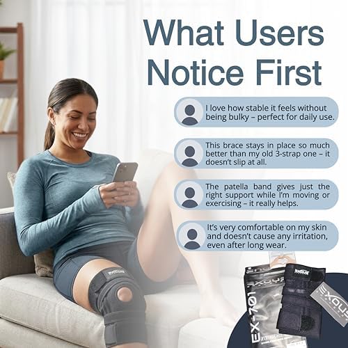 Faja Rodillera EXOUS BODYGEAR para Hombres y Mujeres, Soporte Ajustable 4 Vías para Artritis y Dolor de ACL/MCL, Estabilizador Doble para la Rótula - imagen 7