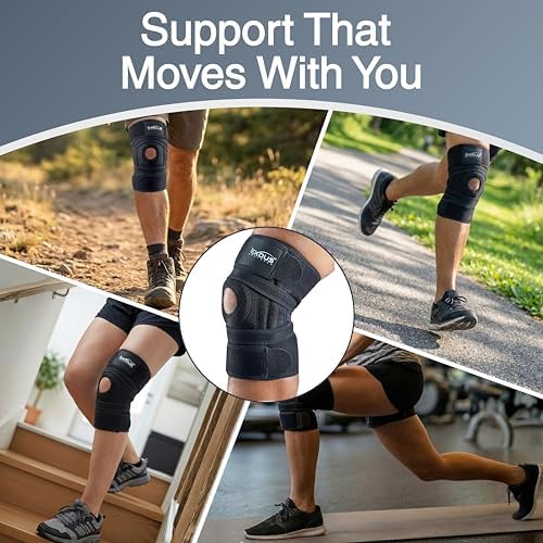 Faja Rodillera EXOUS BODYGEAR para Hombres y Mujeres, Soporte Ajustable 4 Vías para Artritis y Dolor de ACL/MCL, Estabilizador Doble para la Rótula - imagen 8