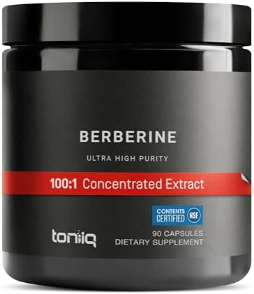 Toniiq Berberina HCl Ultra Alta Potencia Certificada NSF - Extracto Concentrado 100:1 - 90 Cápsulas Vegetarianas de 500 mg, 97% Berberina HCl - imagen 1