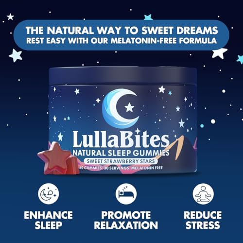 LullaBites - Gomas Naturales para Dormir - Hechas en EE. UU. - Con 5-HTP, L-Teanina, Magnesio y Raíz de Valeriana - Sin Melatonina - Veganas - Halal - imagen 2