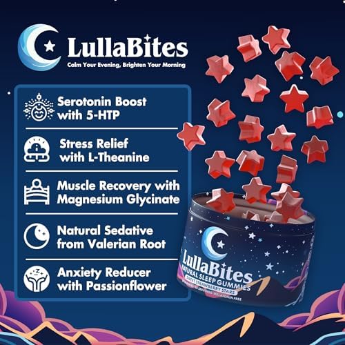 LullaBites - Gomas Naturales para Dormir - Hechas en EE. UU. - Con 5-HTP, L-Teanina, Magnesio y Raíz de Valeriana - Sin Melatonina - Veganas - Halal - imagen 3
