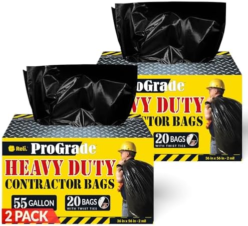 Bolsas de Basura Reli. para Contratistas de 55 Galones | 40 Bolsas | Resistente | Color Negro - imagen 1