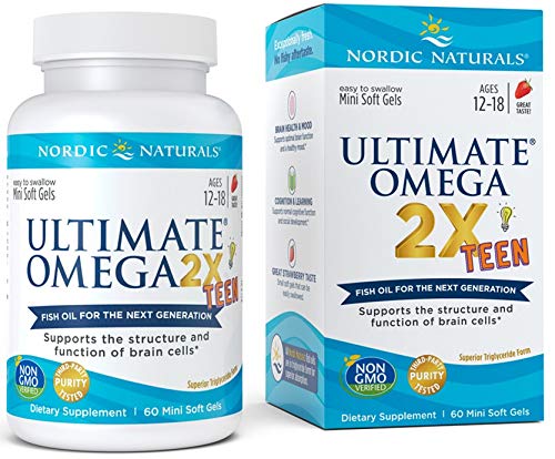 Omega 3 Ultimate Omega 2X Teen de Nordic Naturals, Fresa - 60 Mini Geles Blandos - 1120 mg Omega-3 Total - Salud Cerebral y Desarrollo Social - No - imagen 4