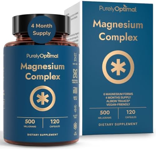 Complejo de Magnesio Purely Optimal - 6 Formas de Magnesio Glycinate, Citrato y Malato - Apoyo para el Sueño, Alivio del Estrés, Salud Muscular y - imagen 1
