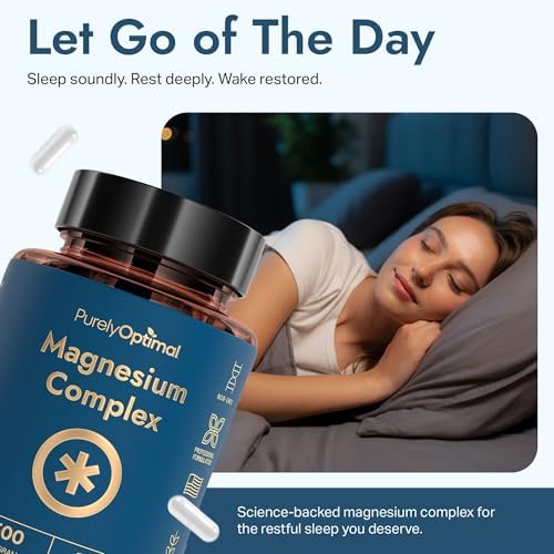 Complejo de Magnesio Purely Optimal - 6 Formas de Magnesio Glycinate, Citrato y Malato - Apoyo para el Sueño, Alivio del Estrés, Salud Muscular y - imagen 3