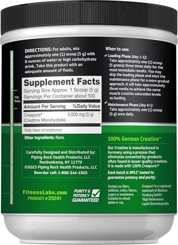 Creatina Monohidratada en Polvo Fitness Labs | 500 Gramos | Suplemento Creapure para Hombres y Mujeres | Sin Sabor | 100 Porciones - imagen 2