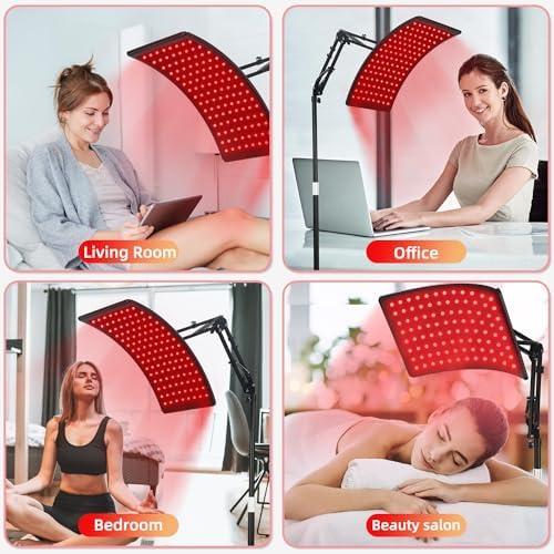 Lámpara de Terapia de Luz Roja para Cara y Cuerpo, Dispositivo LED de Luz Roja 660nm y Luz Infrarroja 850nm con Soporte - imagen 4