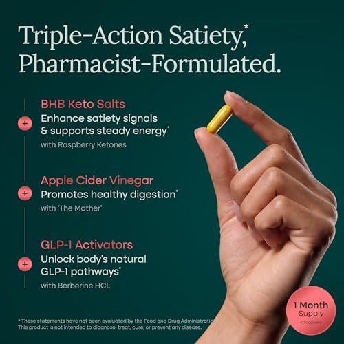 Suplemento GLP-1 para el Apetito y Salud Metabólica con BHB, Vinagre de Manzana, Berberina HCL, Cúrcuma y Canela - Apoya Energía, Digestión y Balance - imagen 4