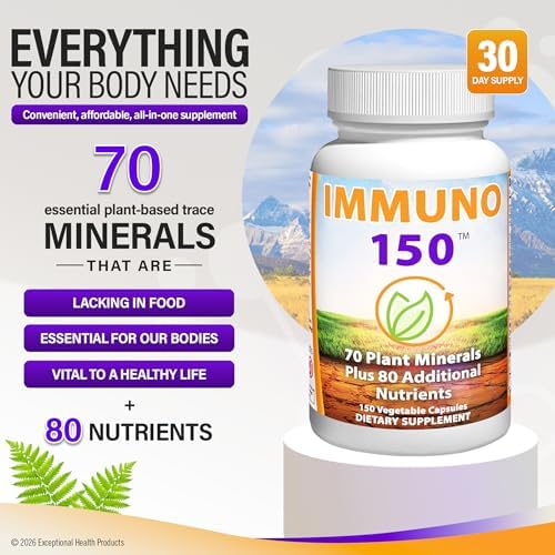 Immuno 150, Suplemento de Soporte Inmunológico, 70 Minerales Vegetales, 13 Vitaminas Esenciales y 68 Nutrientes Adicionales - 150 Cápsulas Vegetales - imagen 2