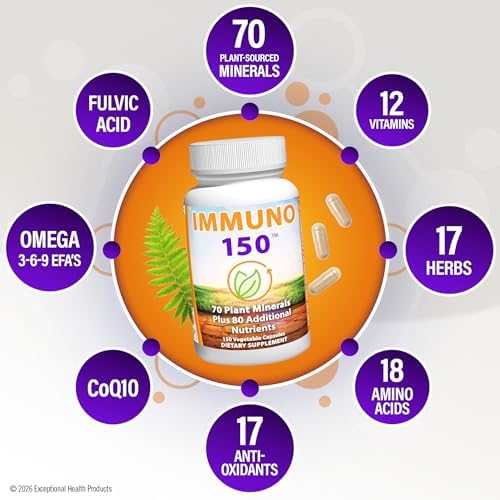 Immuno 150, Suplemento de Soporte Inmunológico, 70 Minerales Vegetales, 13 Vitaminas Esenciales y 68 Nutrientes Adicionales - 150 Cápsulas Vegetales - imagen 3