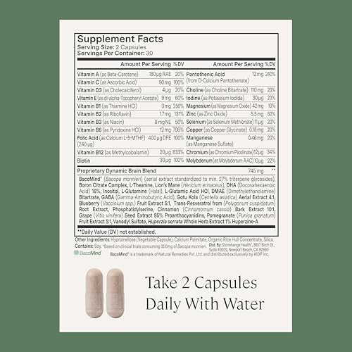 Stonehenge Health Dynamic Brain – Fórmula Nootrópica BacoMind® con Bacopa – Memoria, Recuerdo y Retención, Fosfatidilserina, Huperzina A, DHA y - imagen 5